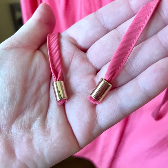 Chico’s 0.5 women’s long sleeve pin tuck silky peasant blouse 6 pink Valentines - Picture 6 of 9